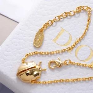 Dior Women Lady Spark Bracelet Gold-Finish Metal Crystals and Pink Crystal