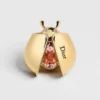 Dior Women Lady Spark Brooch Gold-Finish Metal, Crystals and Pink Crystal