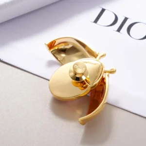 Dior Women Lady Spark Brooch Gold-Finish Metal, Crystals and Pink Crystal