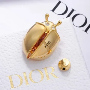 Dior Women Lady Spark Brooch Gold-Finish Metal, Crystals and Pink Crystal