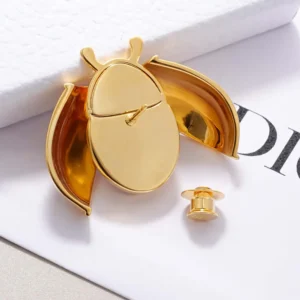 Dior Women Lady Spark Brooch Gold-Finish Metal, Crystals and Pink Crystal