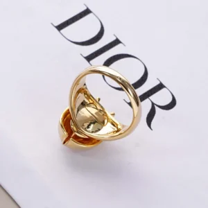 Dior Women Lady Spark Ring Gold-Finish Metal Crystals and Pink Crystal