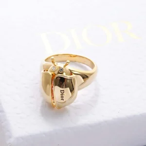 Dior Women Lady Spark Ring Gold-Finish Metal Crystals and Pink Crystal