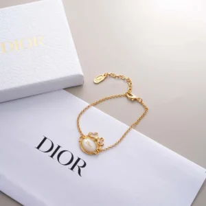 Dior Women Médaillon Bracelet Gold-Finish Metal and White Mother-of-Pearl