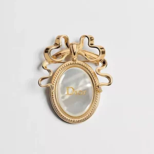 Dior Women Médaillon Brooch Gold-Finish Metal and White Mother-of-Pearl