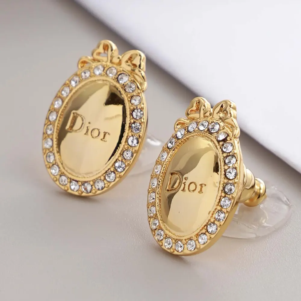 Dior Women Médaillon Earrings Gold-Finish Metal and Crystals 2 Dior Women Médaillon Earrings Gold-Finish Metal and Crystals