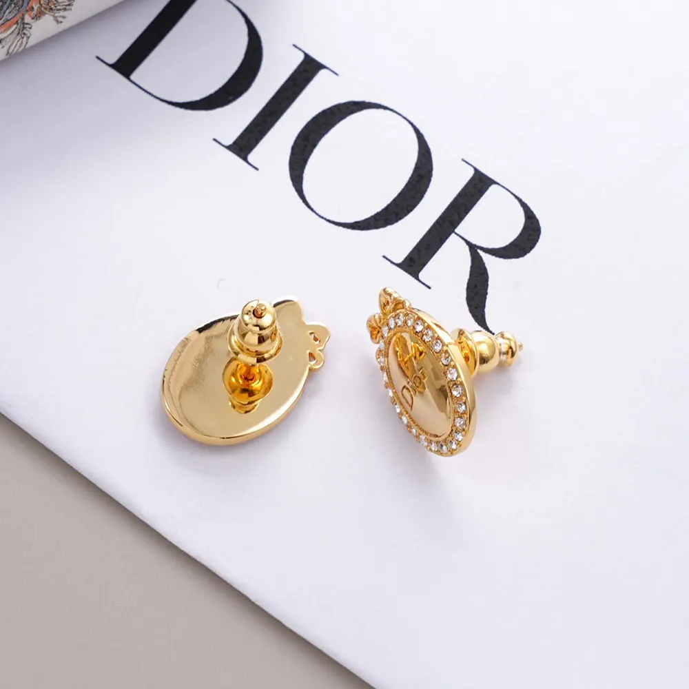 Dior Women Médaillon Earrings Gold-Finish Metal and Crystals 6 Dior Women Médaillon Earrings Gold-Finish Metal and Crystals
