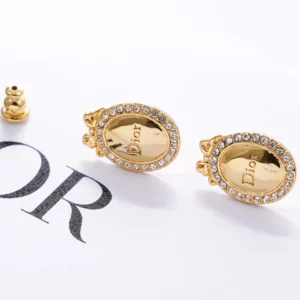Dior Women Médaillon Earrings Gold-Finish Metal and Crystals