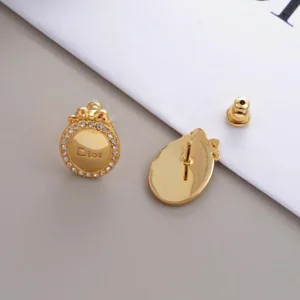 Dior Women Médaillon Earrings Gold-Finish Metal and Crystals