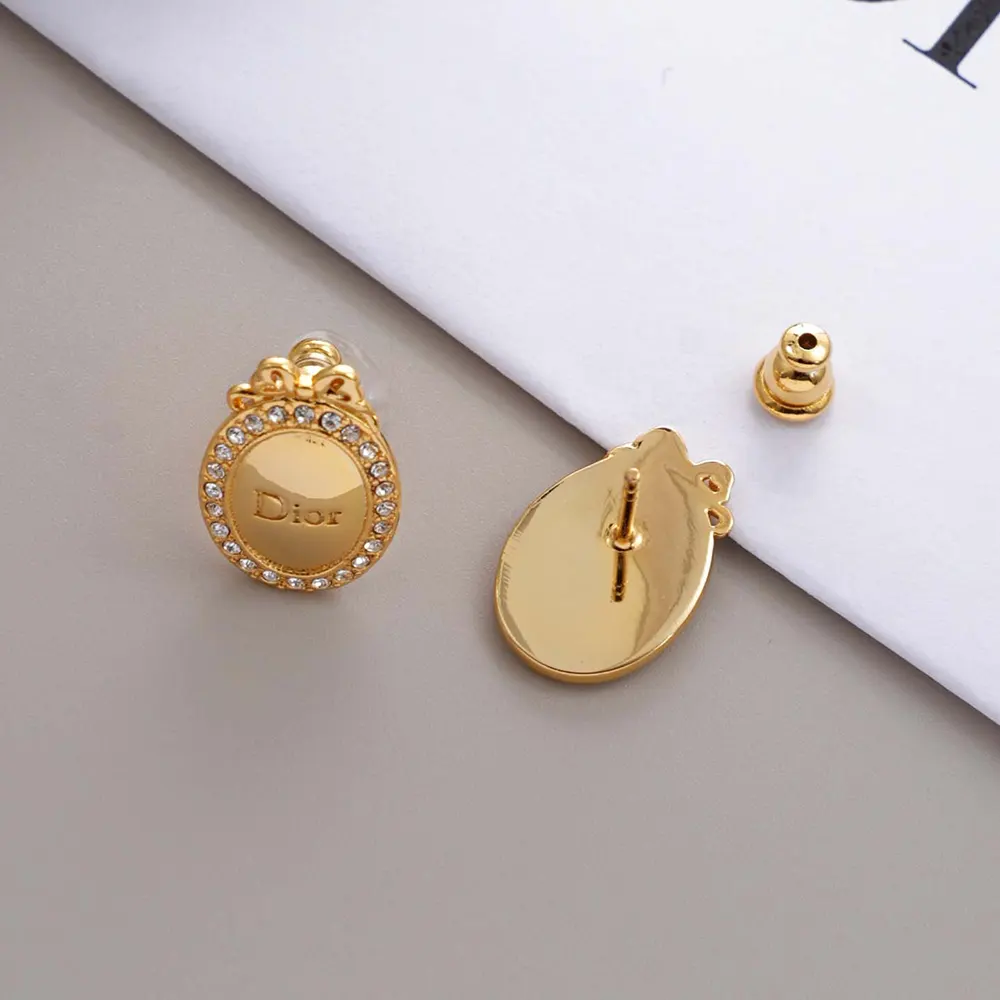 Dior Women Médaillon Earrings Gold-Finish Metal and Crystals 5 Dior Women Médaillon Earrings Gold-Finish Metal and Crystals