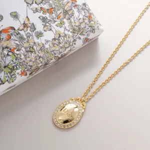 Dior Women Médaillon Necklace Gold-Finish Metal and Crystals