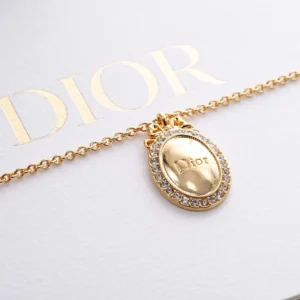 Dior Women Médaillon Necklace Gold-Finish Metal and Crystals