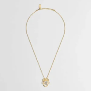 Dior Women Médaillon Necklace Gold-Finish Metal and White Mother-of-Pearl