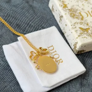 Dior Women Médaillon Necklace Gold-Finish Metal and White Mother-of-Pearl