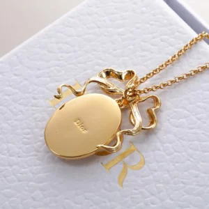 Dior Women Médaillon Necklace Gold-Finish Metal and White Mother-of-Pearl