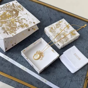 Dior Women Médaillon Necklace Gold-Finish Metal and White Mother-of-Pearl