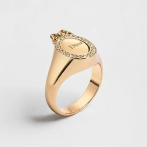 Dior Women Médaillon Ring Gold-Finish Metal and Crystals