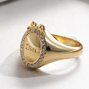 Dior Women Médaillon Ring Gold-Finish Metal and Crystals