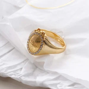 Dior Women Médaillon Ring Gold-Finish Metal and Crystals
