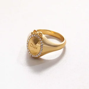 Dior Women Médaillon Ring Gold-Finish Metal and Crystals