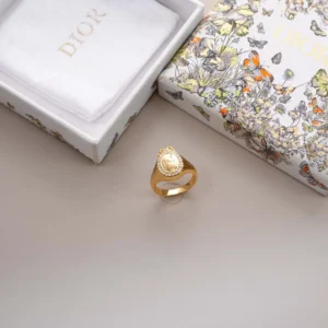 Dior Women Médaillon Ring Gold-Finish Metal and Crystals