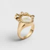 Dior Women Médaillon Ring Gold-Finish Metal and White Mother-of-Pearl