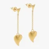 Fendi Women Heartbeat Pendant Earrings Vintage Gold-colored
