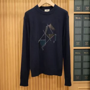 Hermes Men Cashmere Cheval Tangram Crewneck Sweater