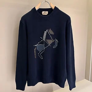 Hermes Men Cashmere Cheval Tangram Crewneck Sweater
