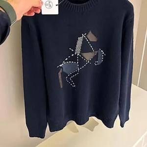 Hermes Men Cashmere Cheval Tangram Crewneck Sweater
