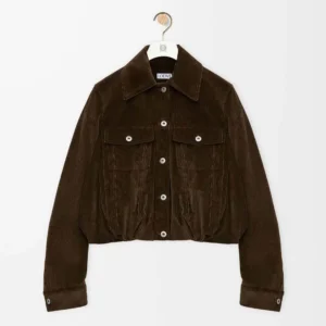Loewe Women Jacket In Cotton Corduroy Brown