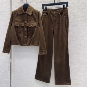 Loewe Women Jacket In Cotton Corduroy Brown