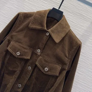 Loewe Women Jacket In Cotton Corduroy Brown