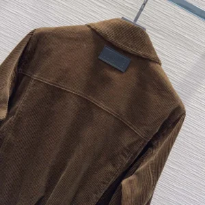 Loewe Women Jacket In Cotton Corduroy Brown