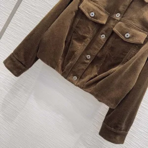 Loewe Women Jacket In Cotton Corduroy Brown
