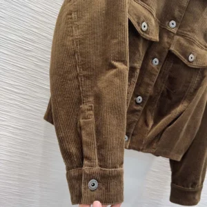 Loewe Women Jacket In Cotton Corduroy Brown