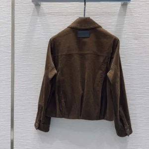 Loewe Women Jacket In Cotton Corduroy Brown