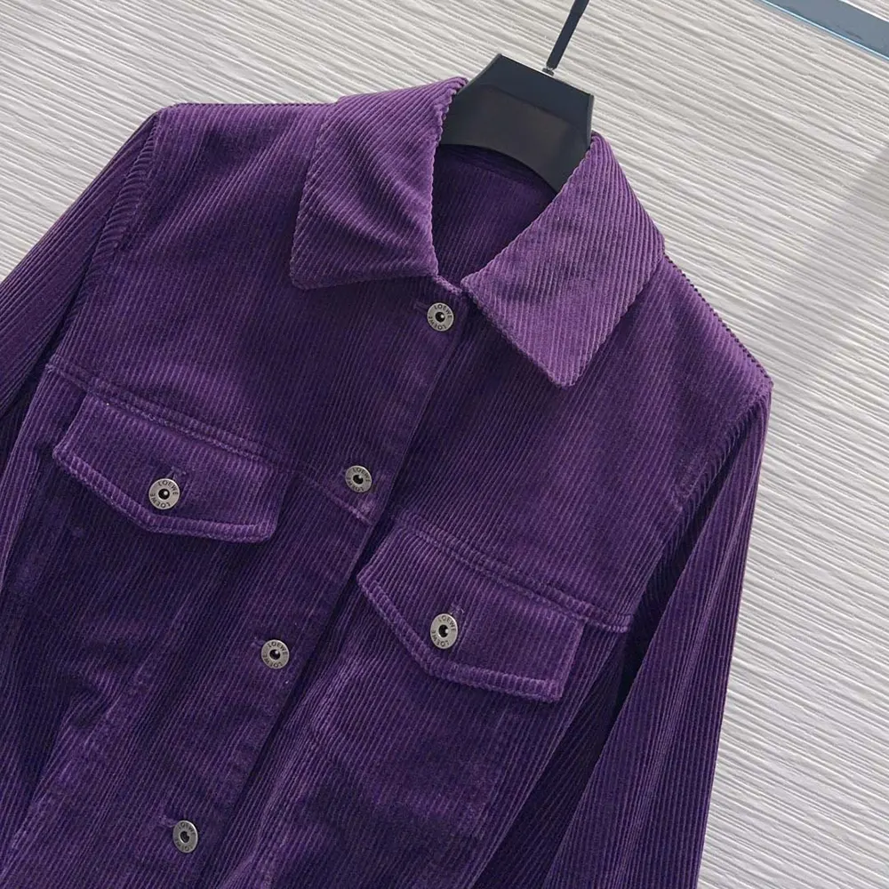 Loewe Women Jacket In Cotton Corduroy Purple 4 Loewe Women Jacket In Cotton Corduroy Purple