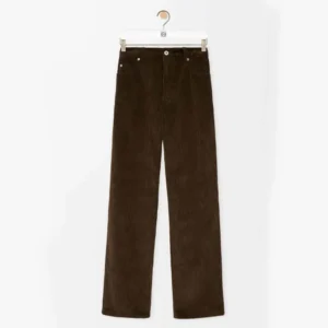 Loewe Women Trousers In Cotton Corduroy Brown