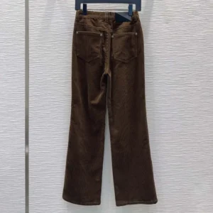 Loewe Women Trousers In Cotton Corduroy Brown