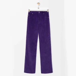 Loewe Women Trousers In Cotton Corduroy Purple