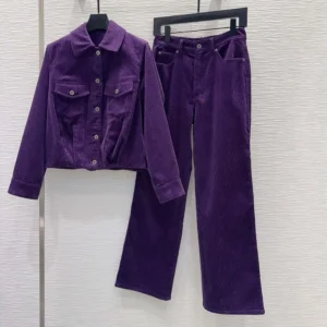 Loewe Women Trousers In Cotton Corduroy Purple