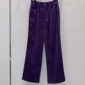 Loewe Women Trousers In Cotton Corduroy Purple