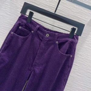 Loewe Women Trousers In Cotton Corduroy Purple