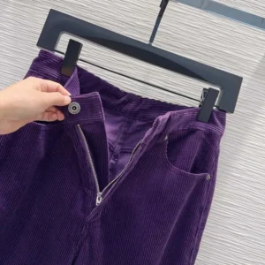 Loewe Women Trousers In Cotton Corduroy Purple