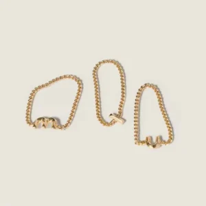 Miu Miu Women Metal Ring Featuring Three Slim Chain Bands and Logo