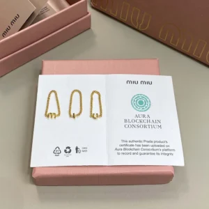 Miu Miu Women Metal Ring Featuring Three Slim Chain Bands and Logo