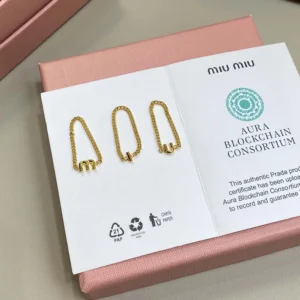 Miu Miu Women Metal Ring Featuring Three Slim Chain Bands and Logo