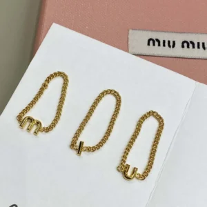 Miu Miu Women Metal Ring Featuring Three Slim Chain Bands and Logo