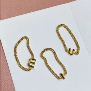 Miu Miu Women Metal Ring Featuring Three Slim Chain Bands and Logo